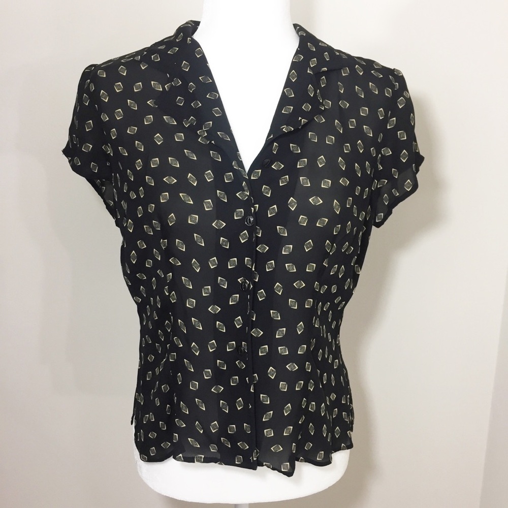 Silk Black Top Jones New York Petites Button Up